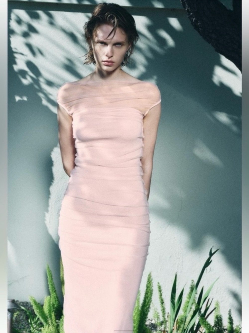 Zara soft blush knit dress
